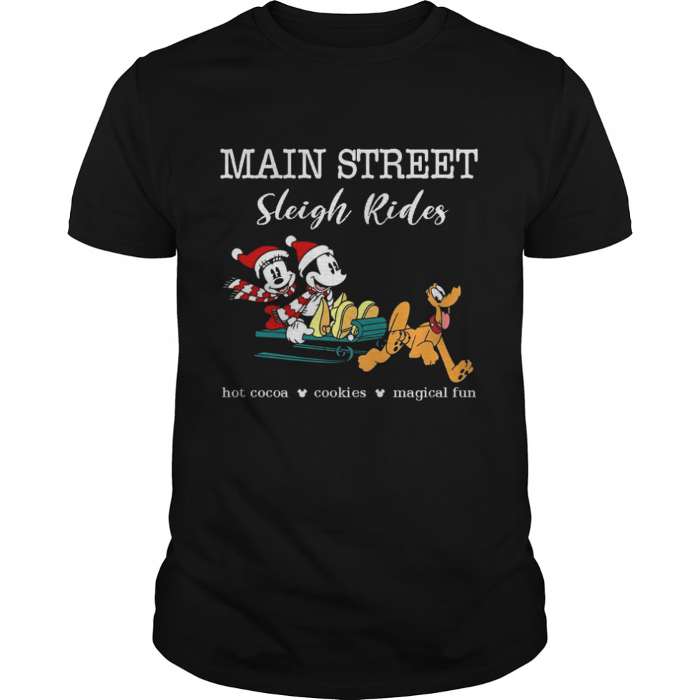 Mickey Main street sleigh rides hot cocoa cookies magical fun shirt