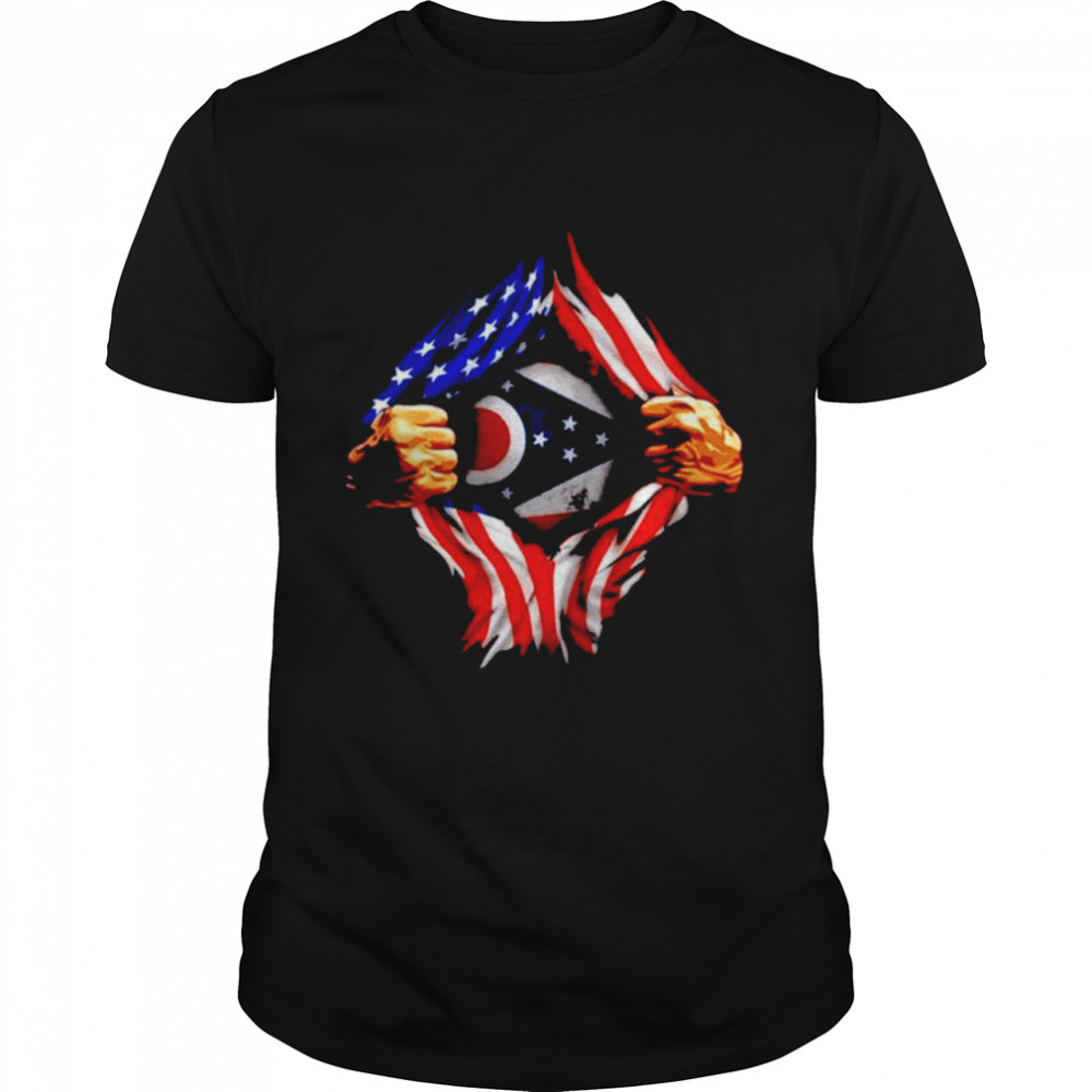 Ohio heartbeat inside American flag shirt