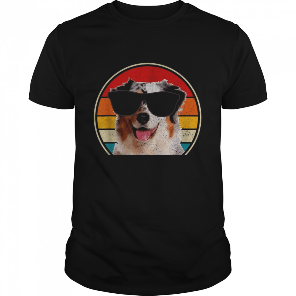 Australian Shepherd Mom Dad Sunglasses Vintage Dog Shirt