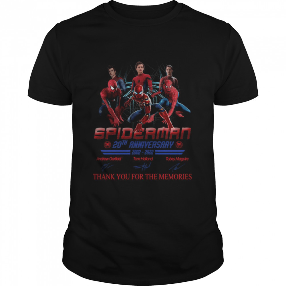 Spiderman 20th anniversary 2002 2022 thank you for the memories shirt