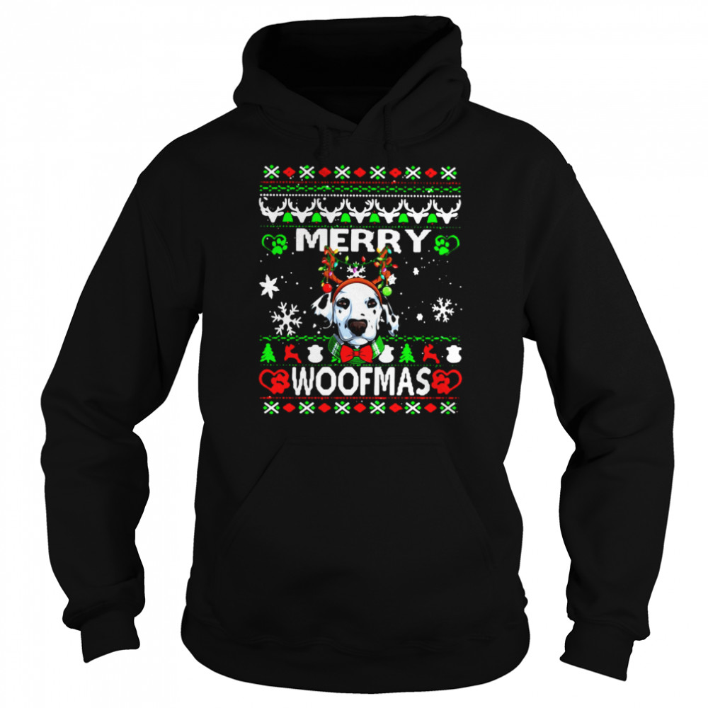 Woofmas Dalmatian Merry Christmas Sweater  Unisex Hoodie
