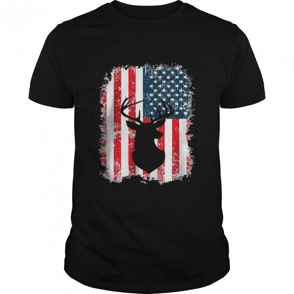 American Deer Hunter Patriotic flag Gift T-Shirt