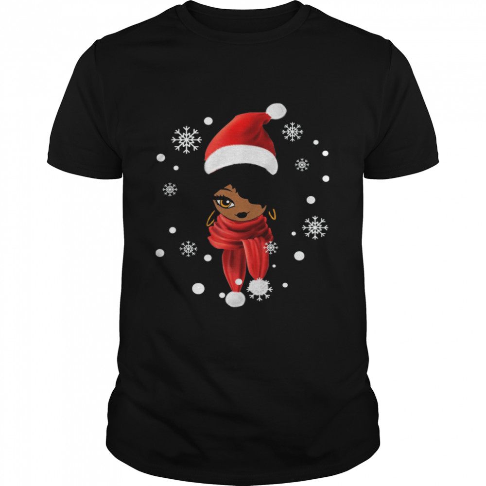 Black African American Santa Apparel Christmas Melanin Women Shirt