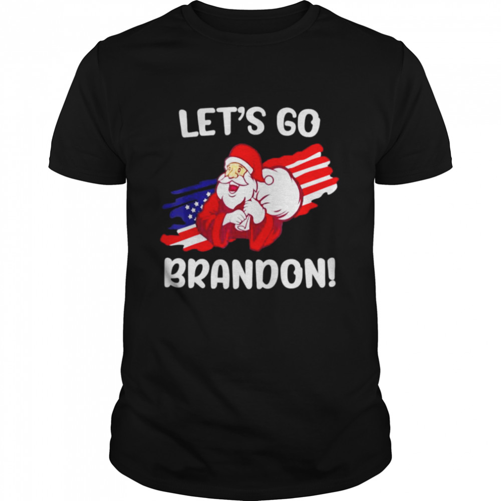 Let’s Go Branson Brandon Conservative Santa Claus Christmas USA Flag T-Shirt