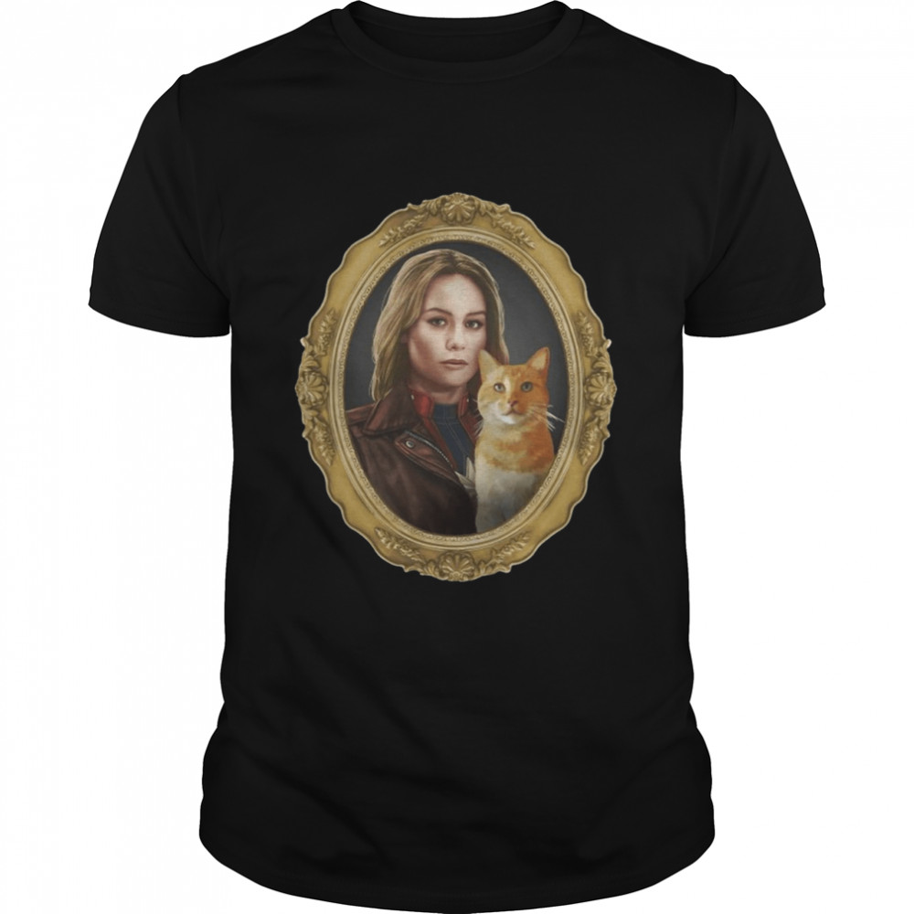 Marvel Captain Marvel And Goose Gold Frame Photograph Shirt