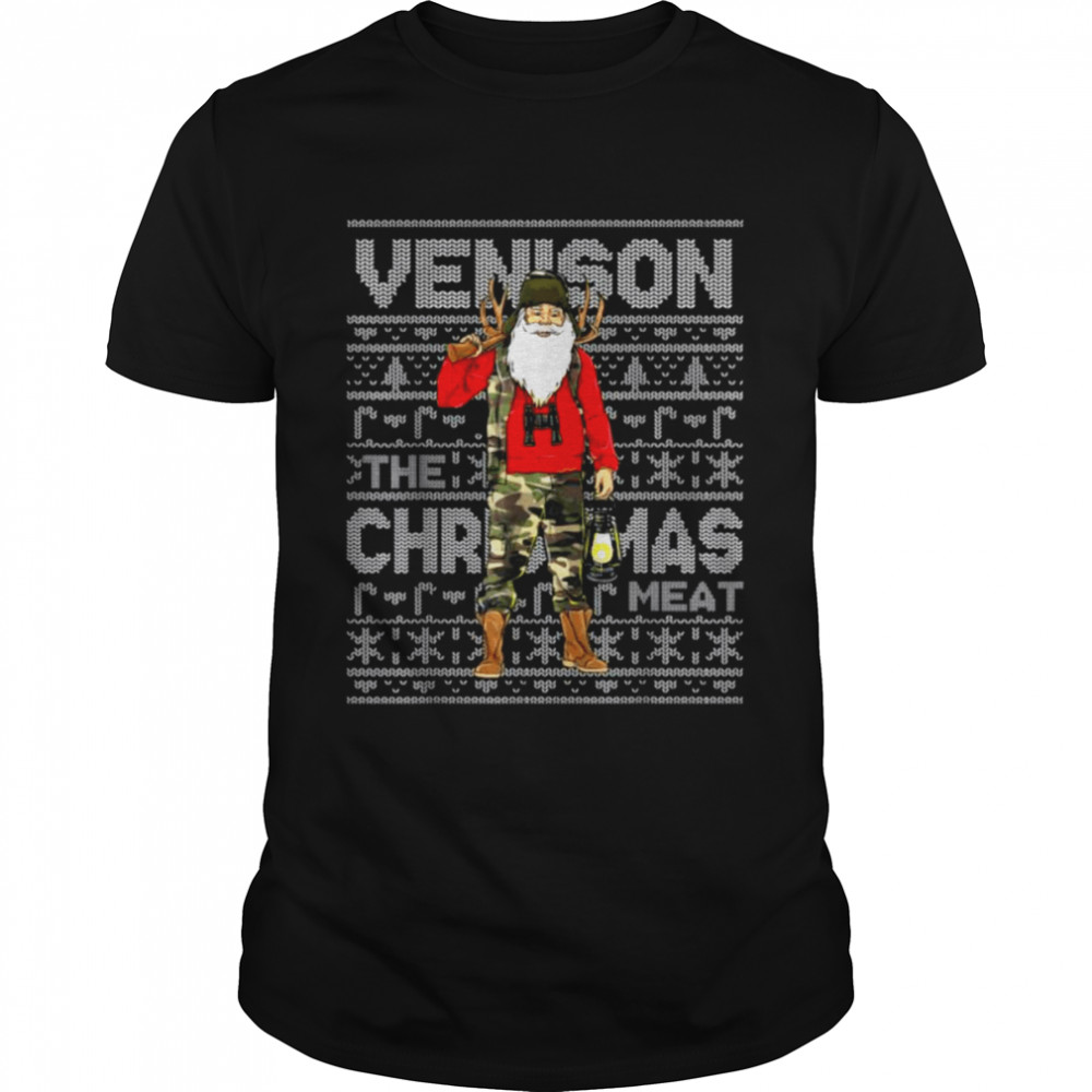 Venison The Christmas Meat Deer Hunter Santa Claus Hunting T-Shirt