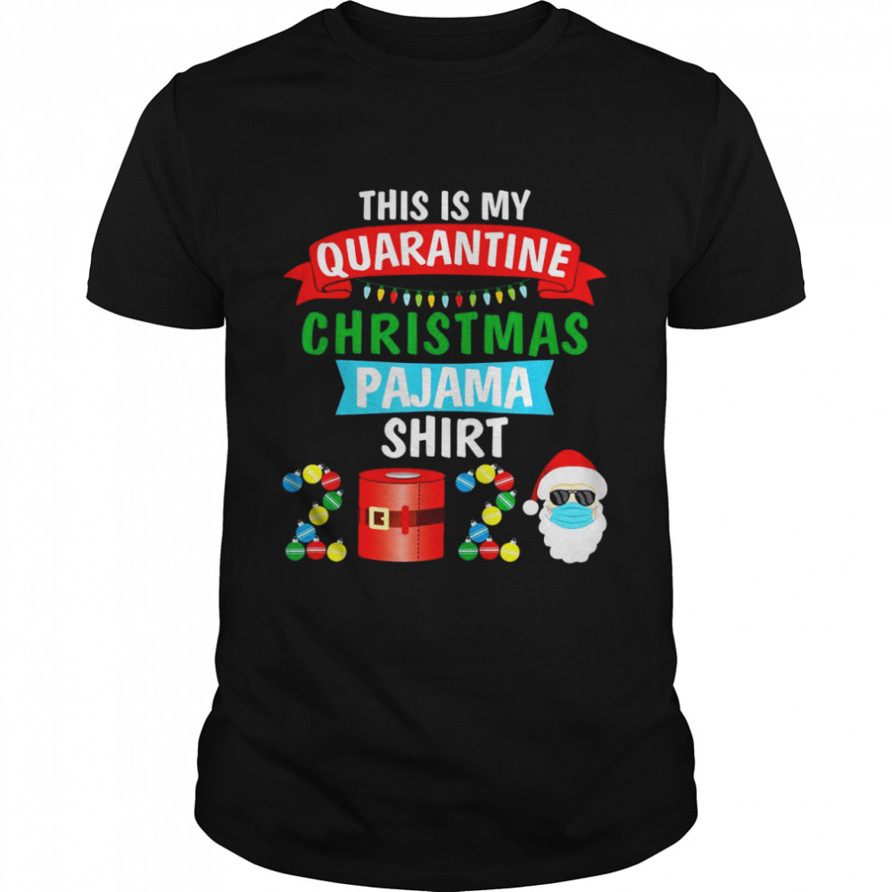 2020 Quarantine Christmas Pajama Santa Face Mask Shirt