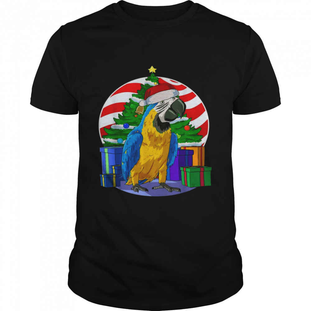 BlueAndYellow Macaw Santa Christmas Tree Decor Shirt