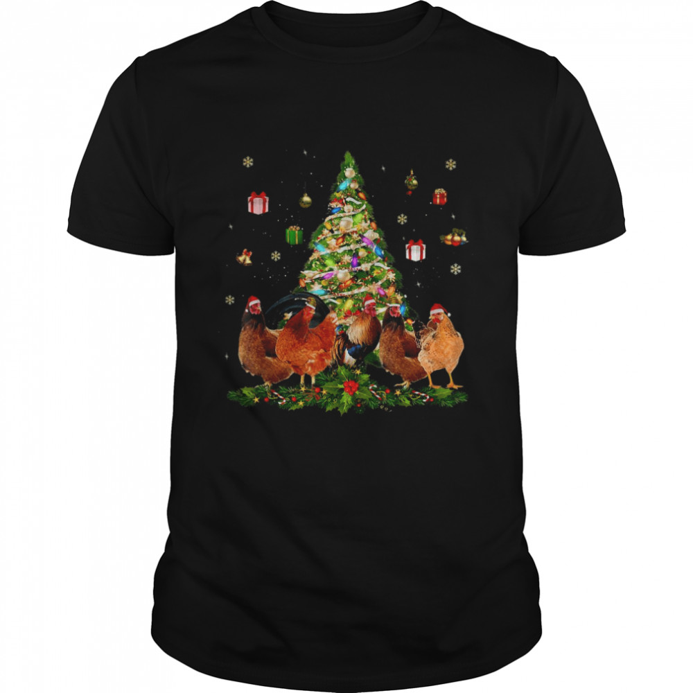 Chicken Christmas Tree Lights Chicken Xmas Shirt