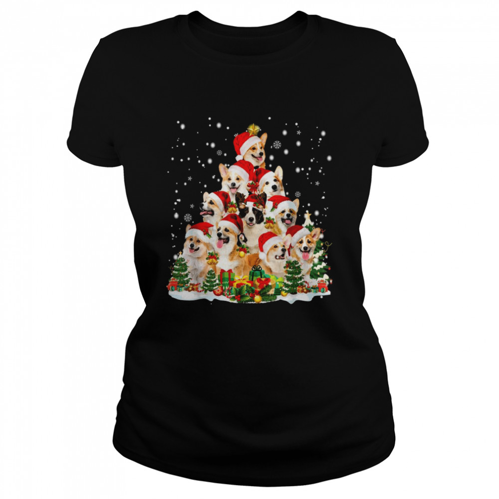 Corgi Christmas Tree Santa Hat Dog Ugly  Classic Women's T-shirt