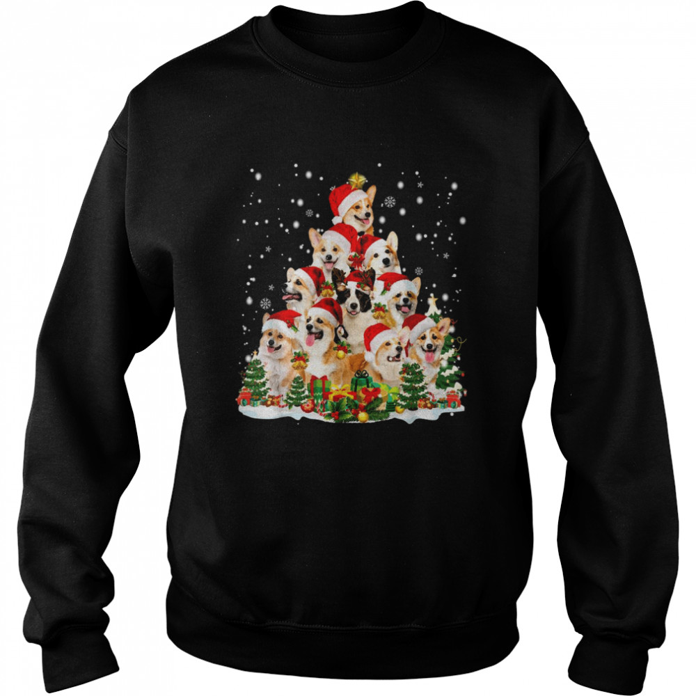 Corgi Christmas Tree Santa Hat Dog Ugly  Unisex Sweatshirt
