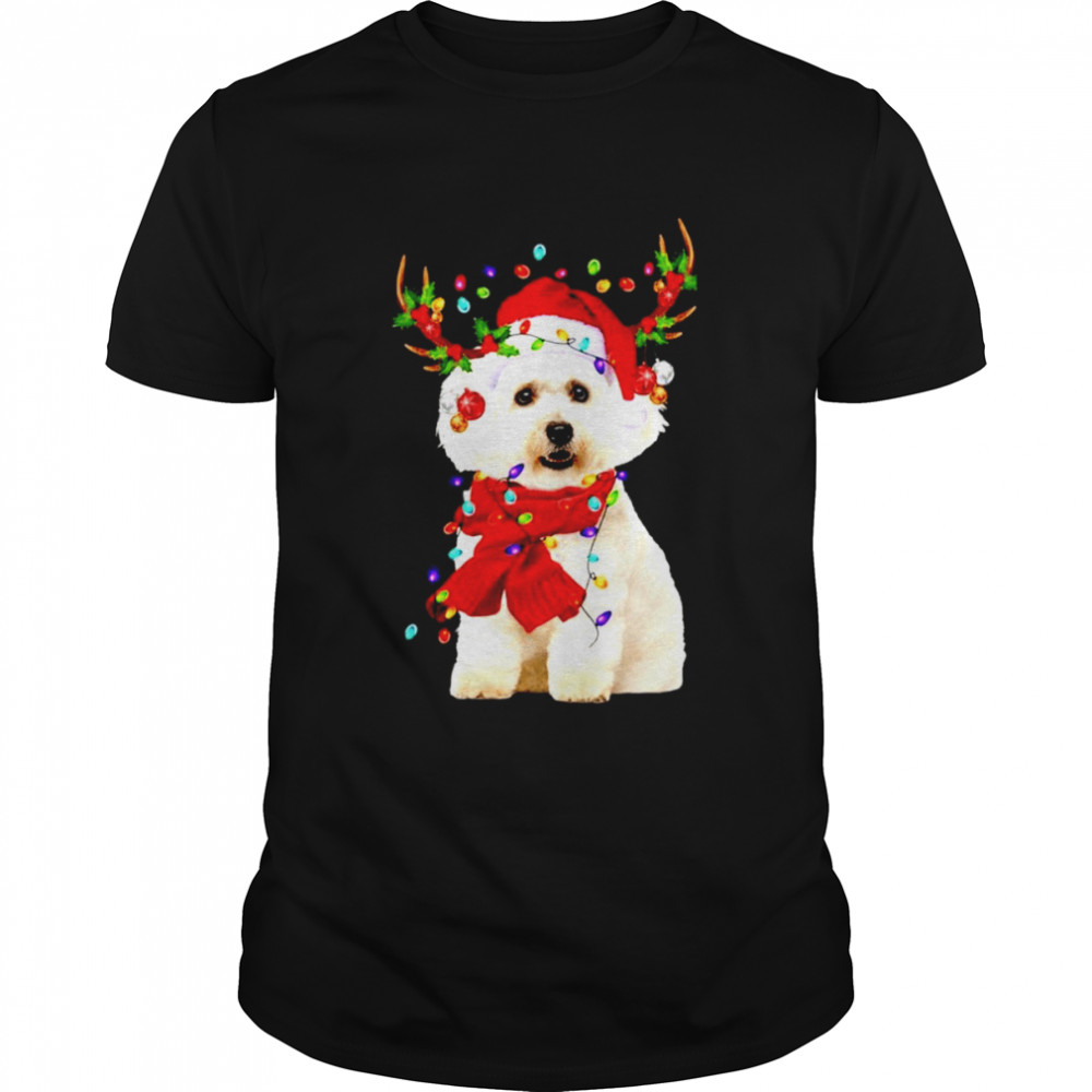 Maltese Reindeer Christmas Light shirt