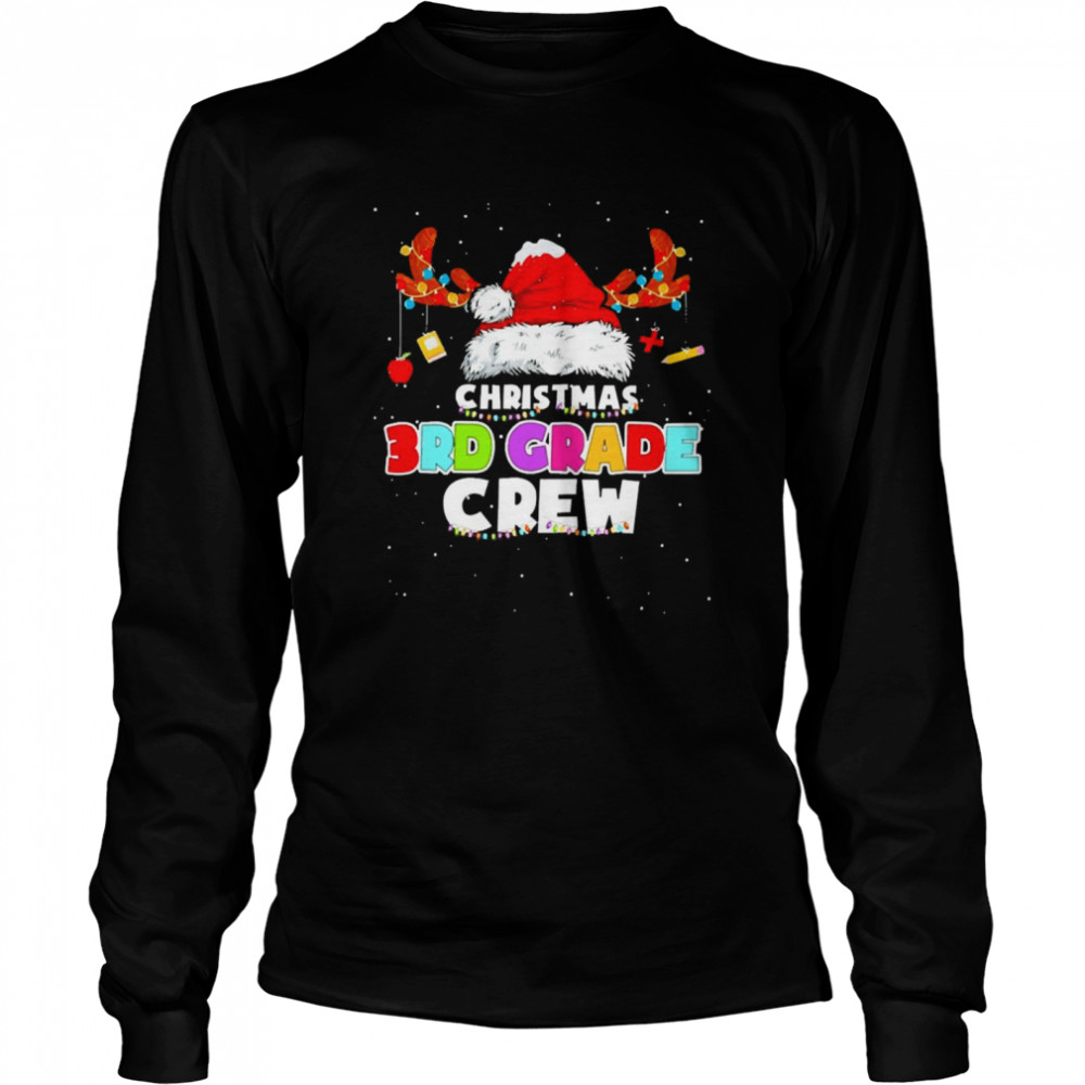 Santa Hat Christmas 3rd Grade Crew Sweater  Long Sleeved T-shirt