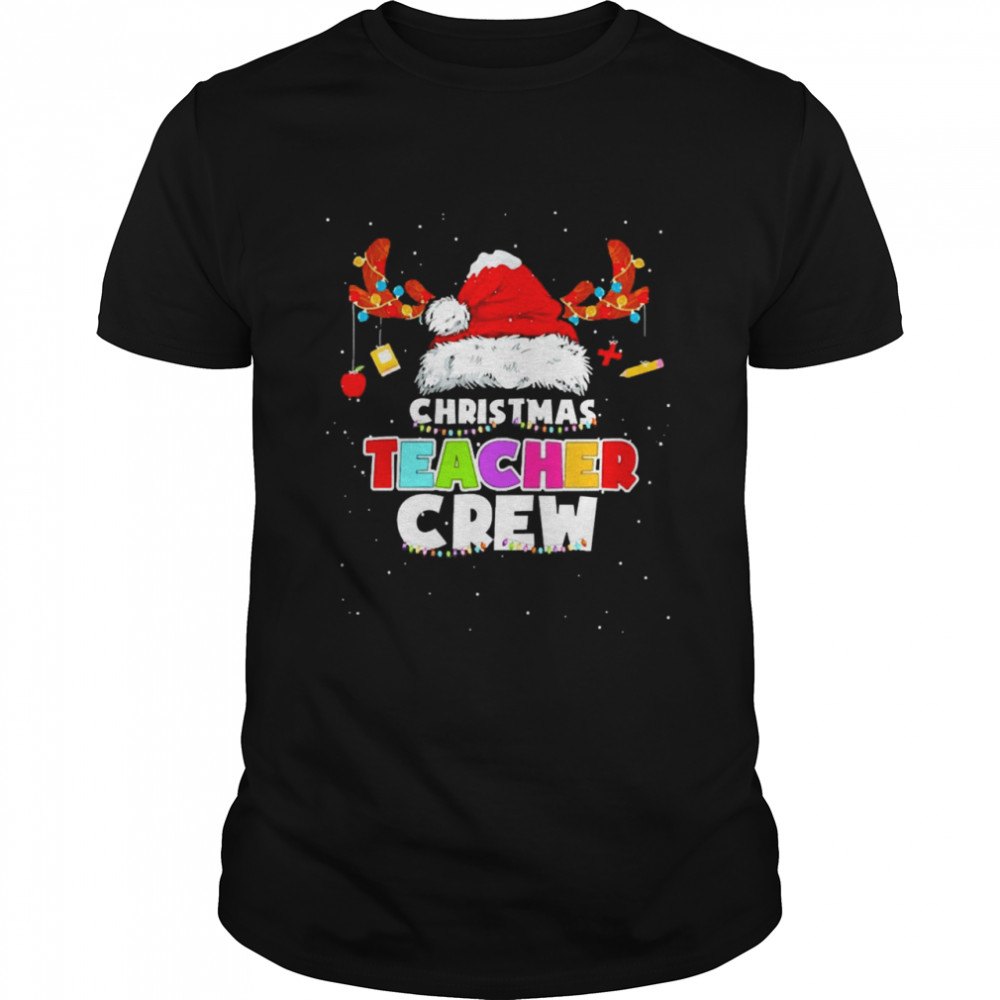 Santa Hat Christmas Teacher Crew Sweater Shirt