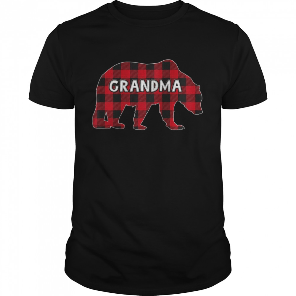 Buffalo Plaid Bear Christmas Pajama Matching Family Grandma Shirt