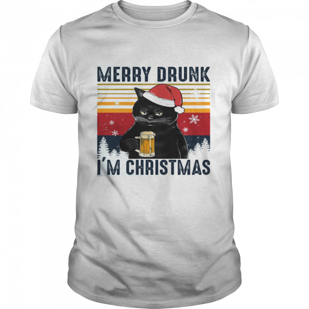 Cat Merry Drunk I’m Christmas Shirt