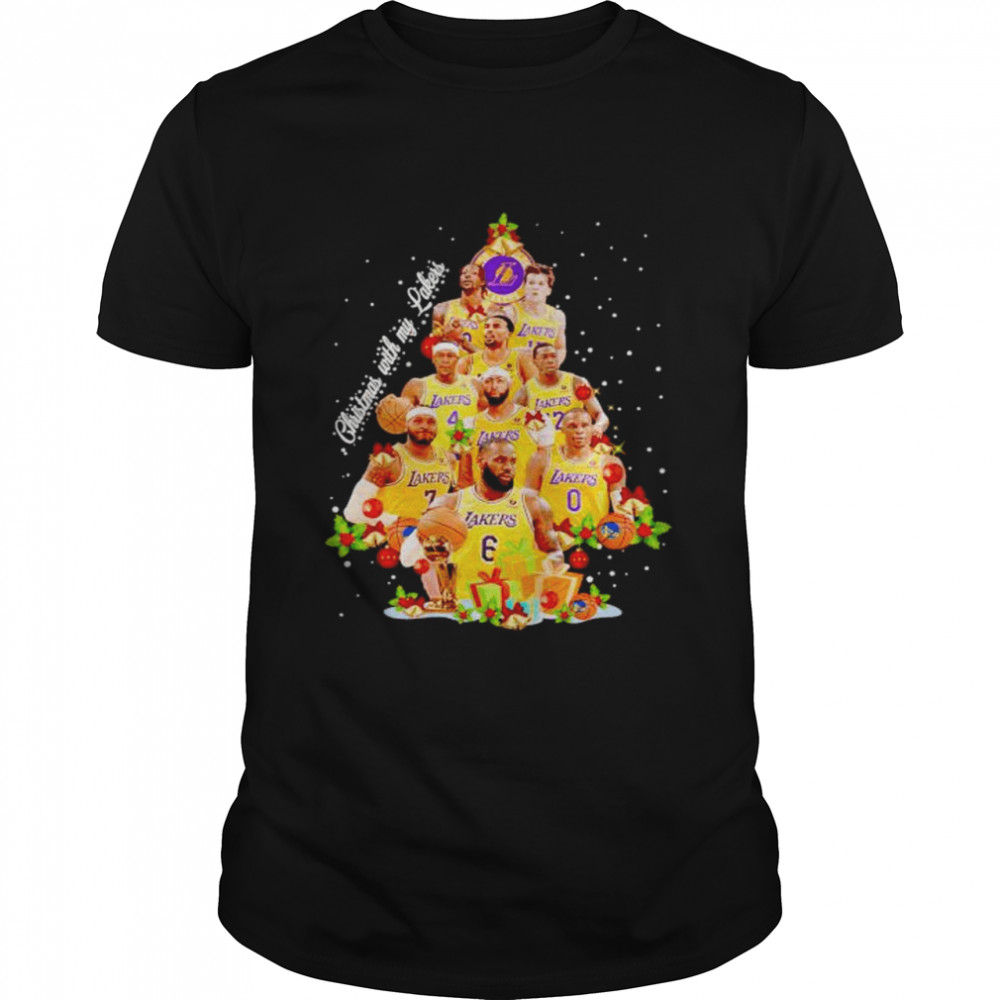 christmas with my Los Angeles Lakers players Christmas tree shirt