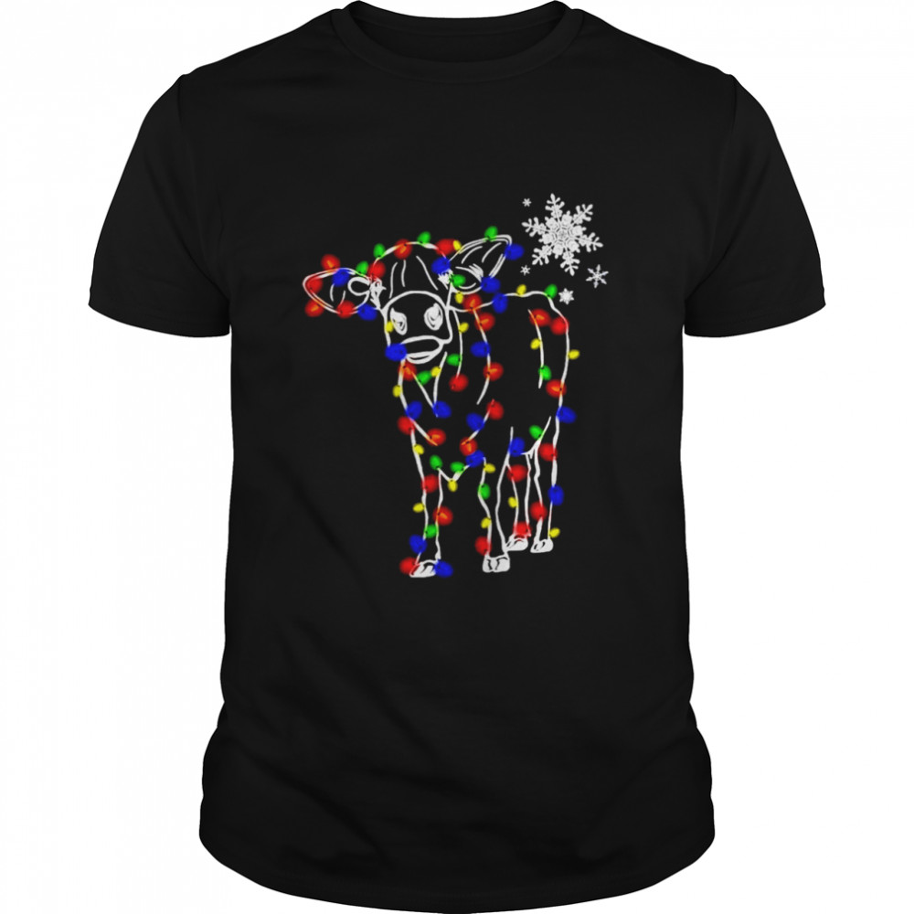 Cow Xmas light snowflake shirt