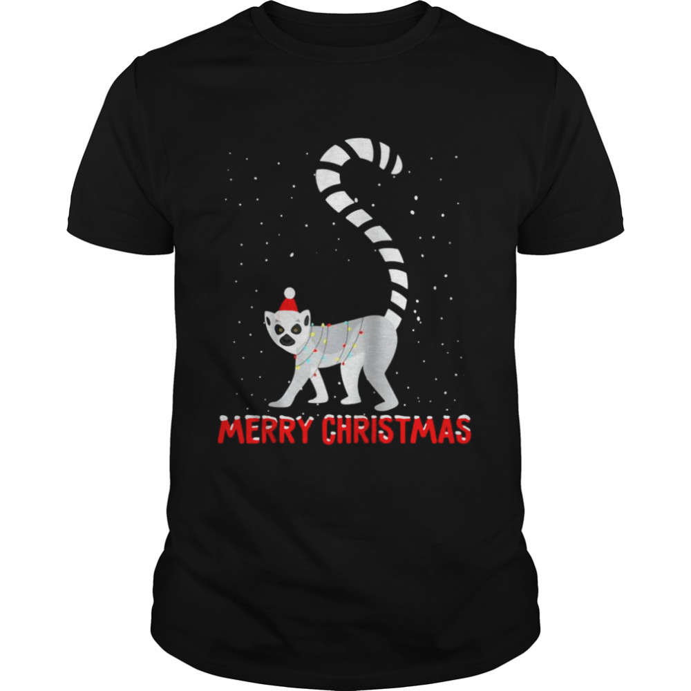 Cute lemur Christmas Tree Lights Xmas Holidays Sweater Shirt