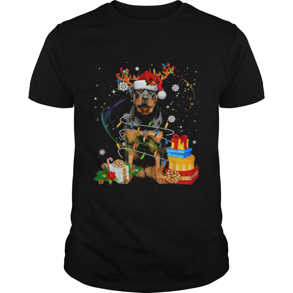 Rottweiler Dog Reindeer Santa Christmas Dog Pajamas Shirt