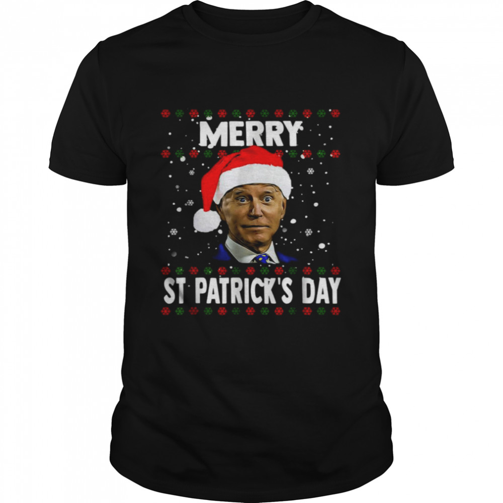 Santa Biden Merry St Patrick’s Day Snowflake Christmas shirt