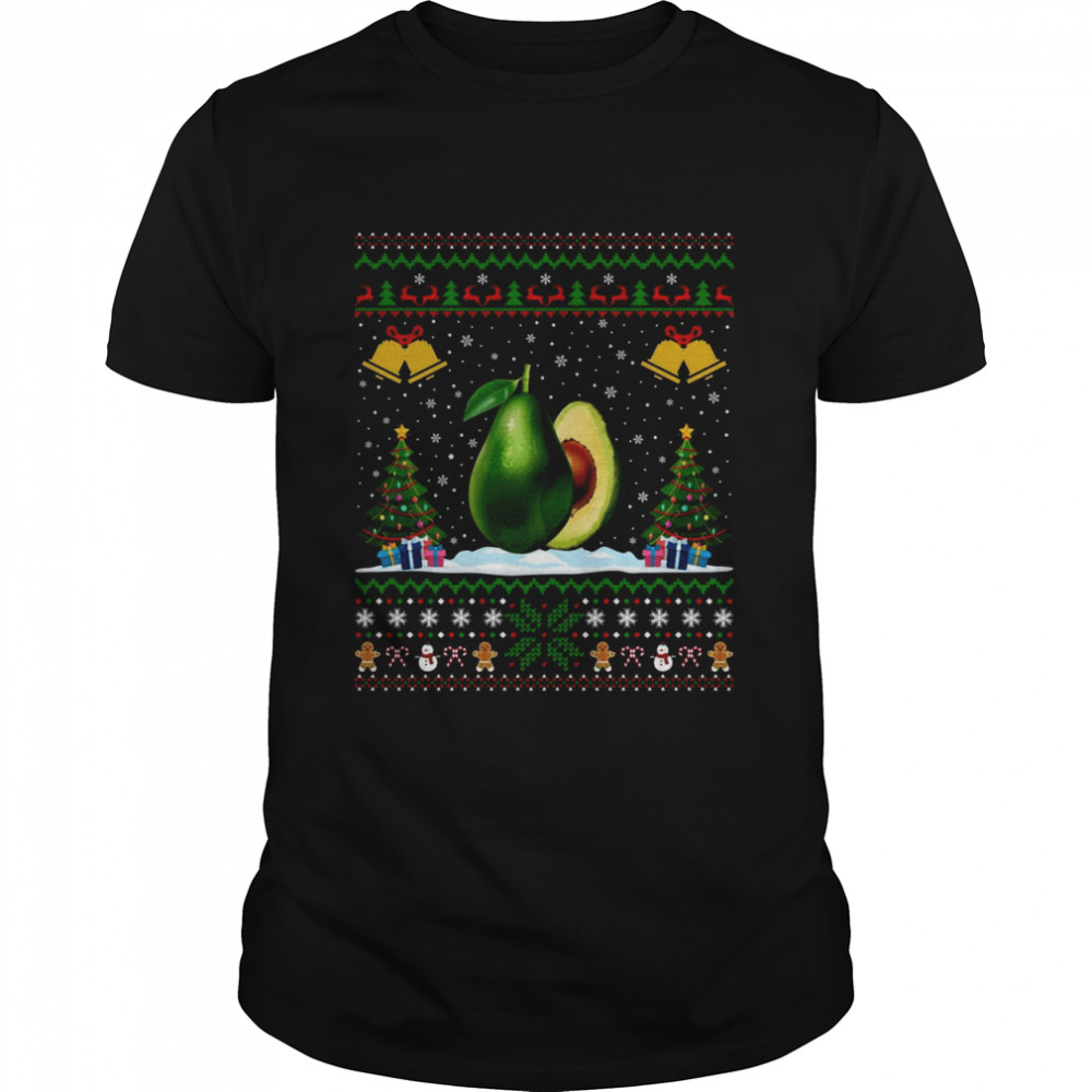 Santa Hat Avocado Fruit Xmas Lighting Ugly Avocado Christmas Shirt