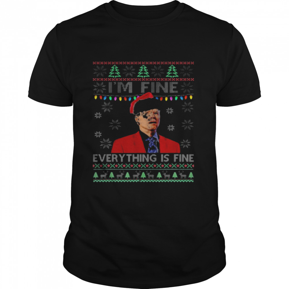 Santa Joe Biden I’m fine everything is fine lights Ugly Christmas shirt