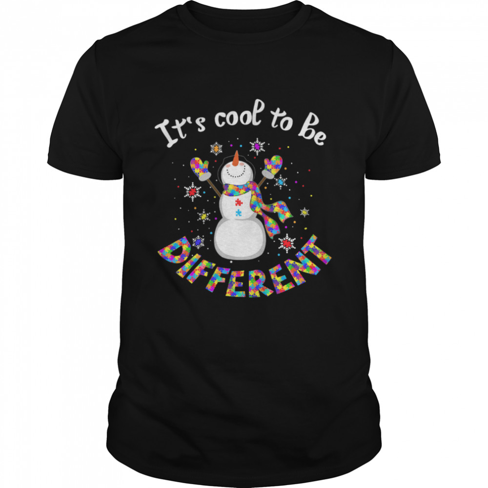 Snowman Autism It’s Cool To Be Different Merry Christmas Xmas Shirt