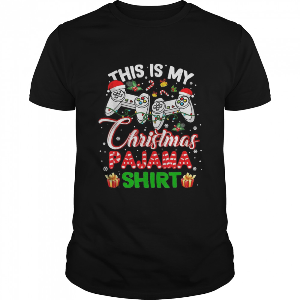 This is My Christmas Pajama Santa Hat Gamer Video Game Games Shirt