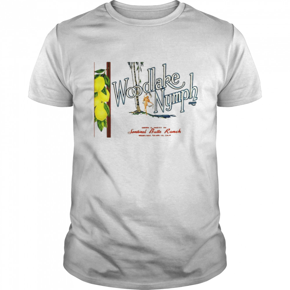 Woodlake Nymph Lemon Crate Label Fruit Crate Background Shirt