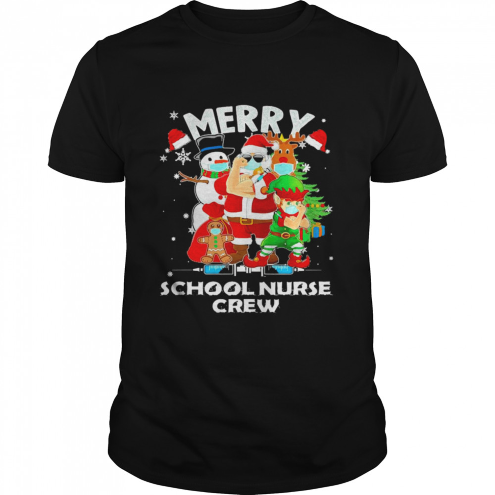 Santa Vaccinated Teacher Merry School Nurse Crew Christmas Sweater Shirt