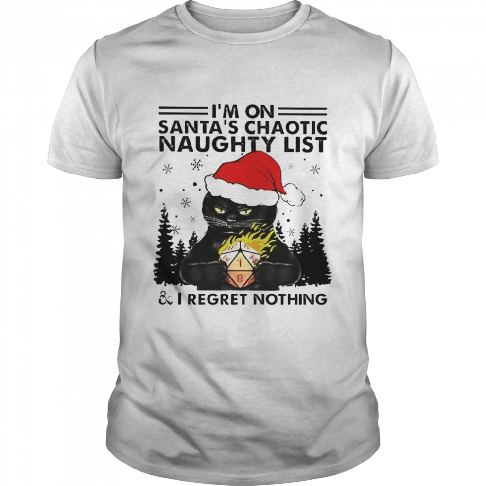 cat Dungeons and Dragons I’m on Santa’s chaotic naughty list shirt