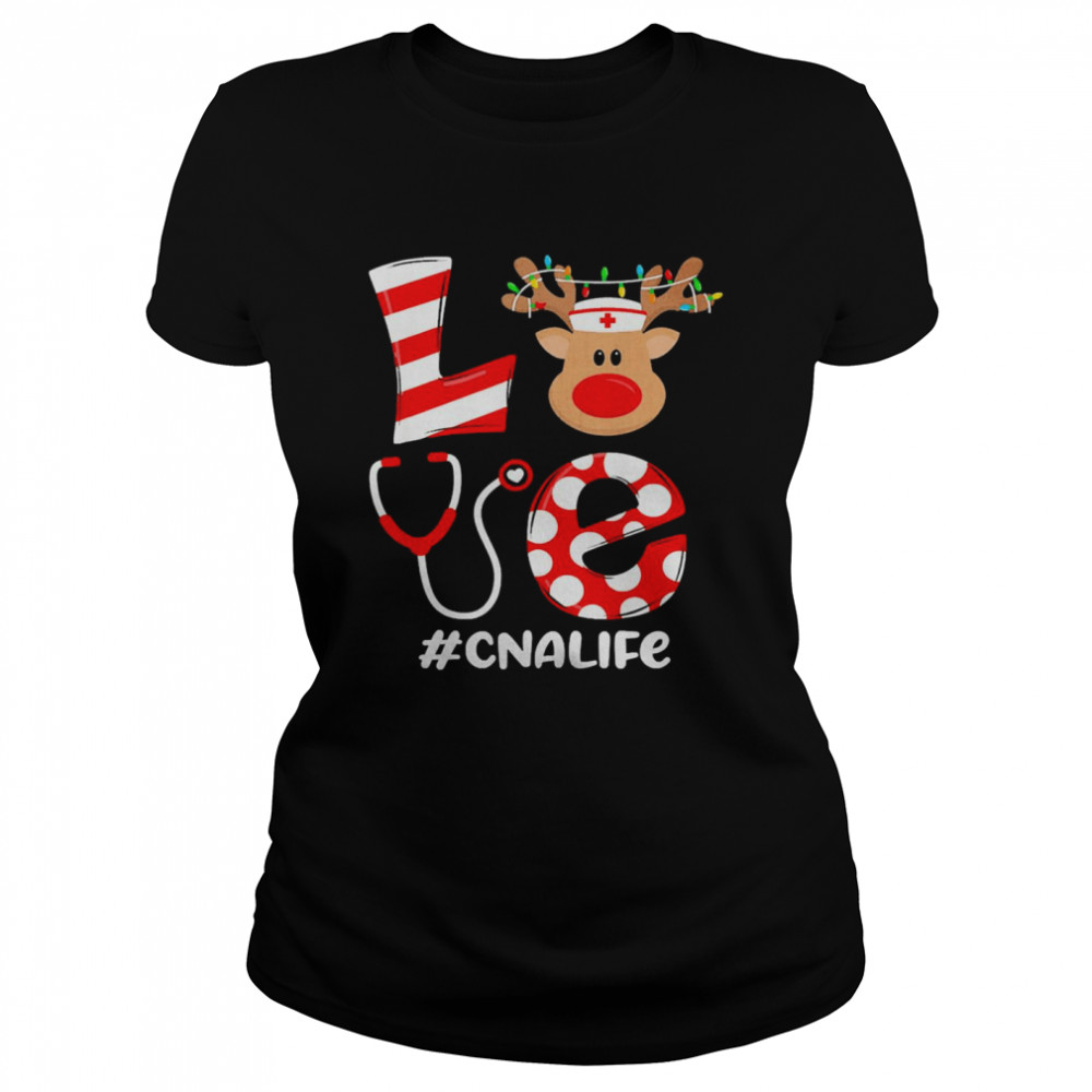 Christmas Nurse Love CNA Life Santa Reindeer Nurse Hat Elf Sweater  Classic Women's T-shirt