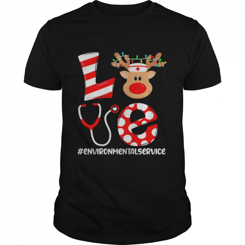 Christmas Nurse Love Environmental Service Santa Reindeer Nurse Hat Elf Sweater Shirt