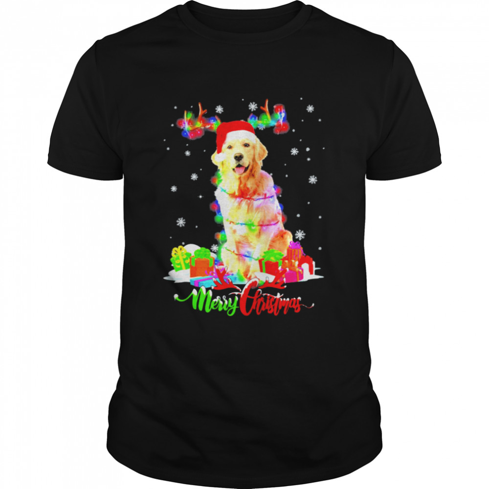 golden Retriever Dog Merry Christmas Party Family Tee Shirt