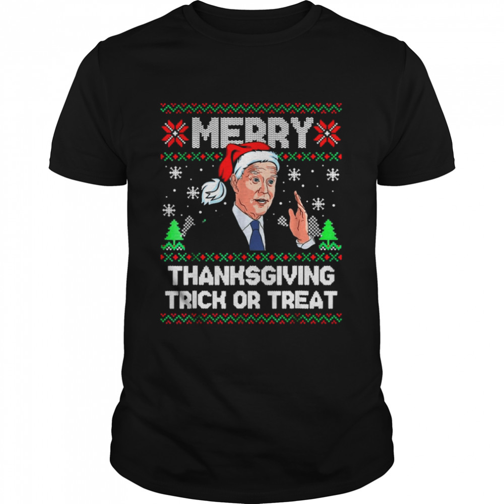 joe Biden Merry Thanksgiving Trick Or Treat Ugly X-Mas Sweater Shirt