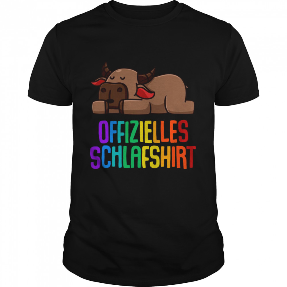 Offizielles Schlafshirt Pyjama Nachthemd Büffel Kuh Geschenk Langarmshirt Shirt