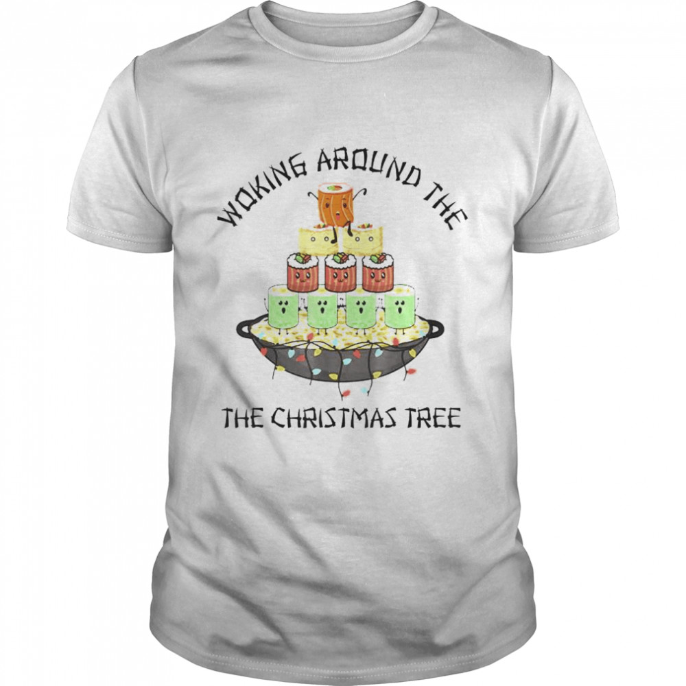 Ramen woking around the christmas tree shirt