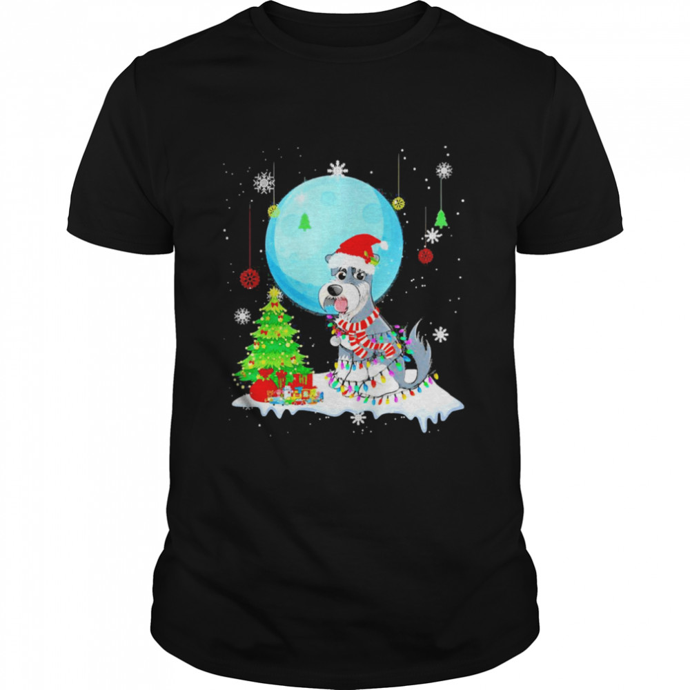 Schnauzer Christmas Dog Lights Sweater Shirt