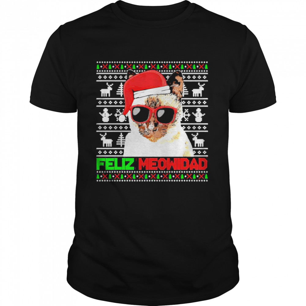 Siamese Cat Feliz Meowidad Christmas Sweater Shirt