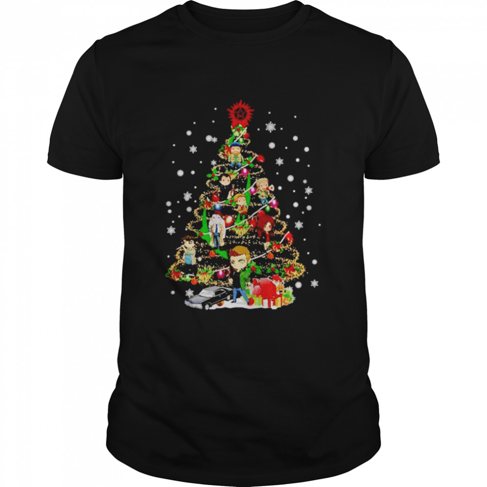 Supernatural characters chibi Christmas tree shirt