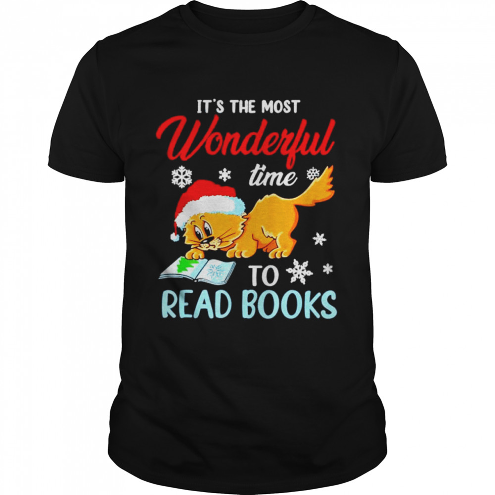 Best cat it’s the most wonderful time to read book Christmas shirt