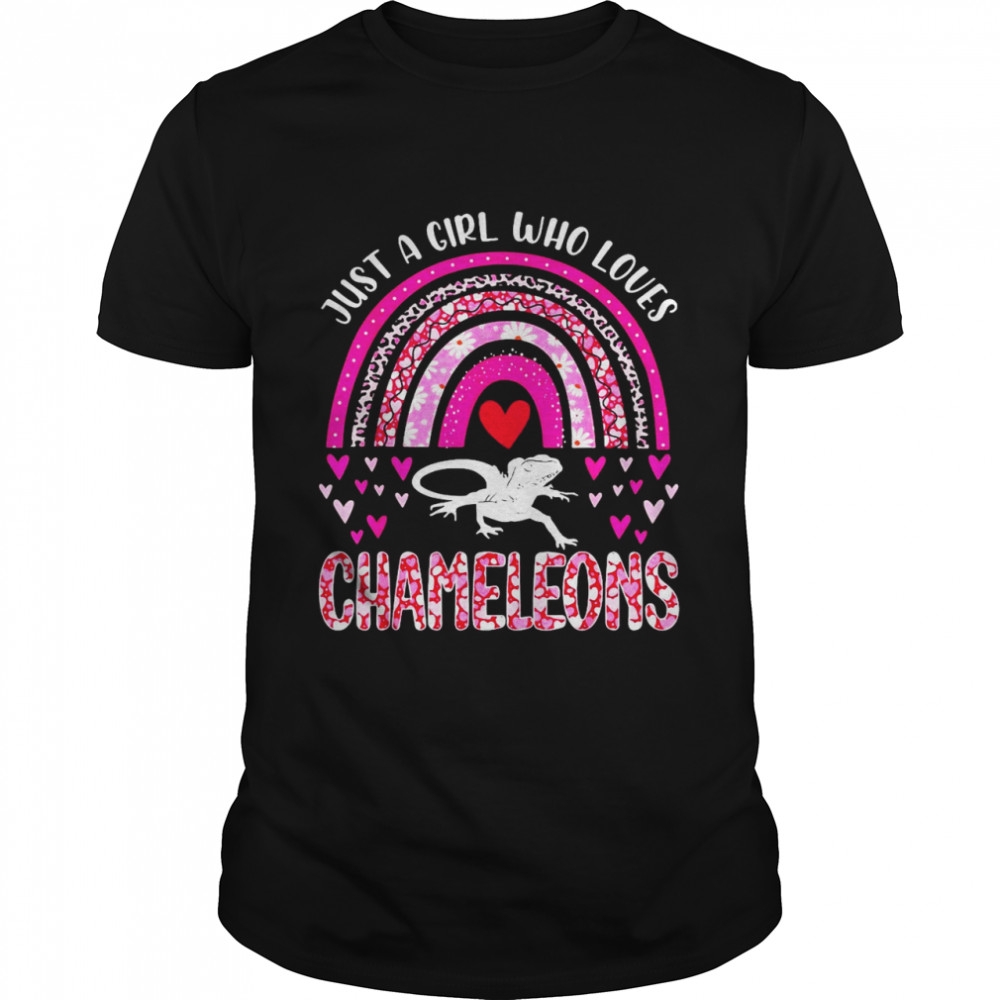 Rainbow Heart Just A Girl Who Loves Chameleons Leopard Shirt