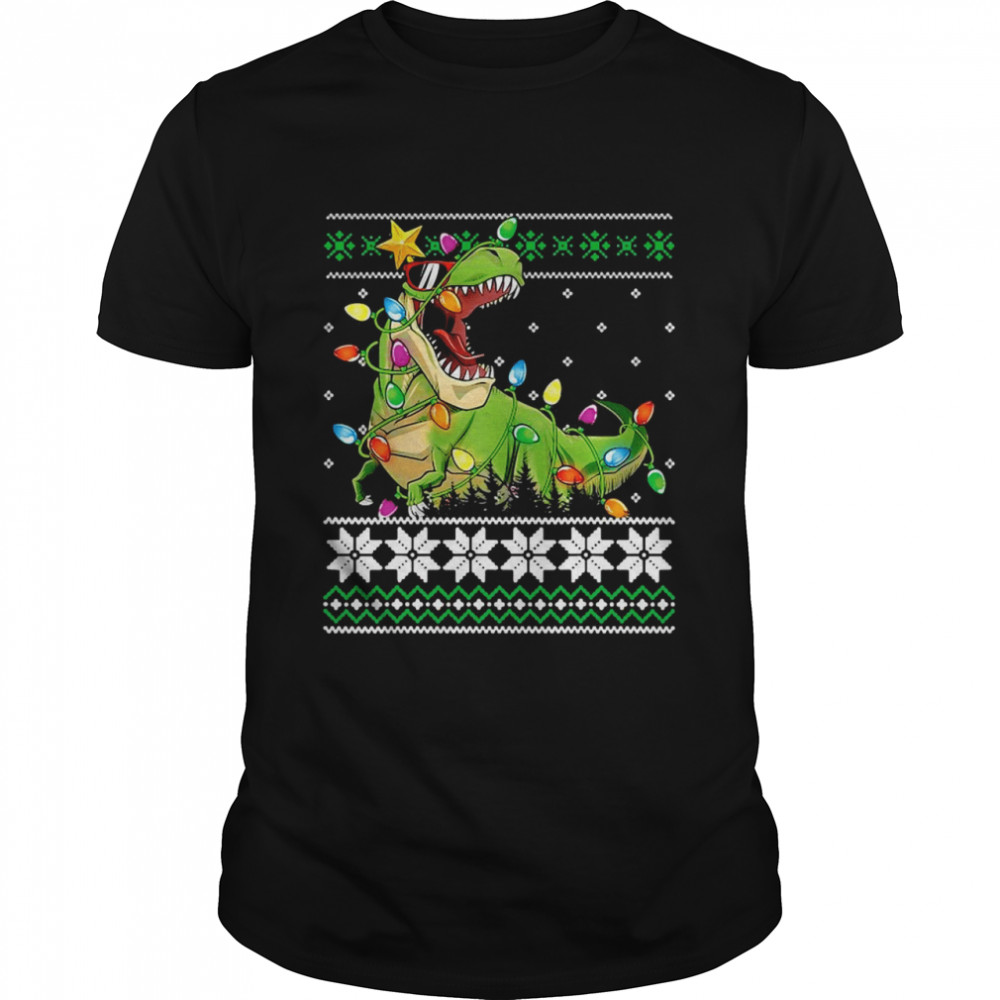 Reindeer Dinosaur Christmas Ugly Sweater Shirt