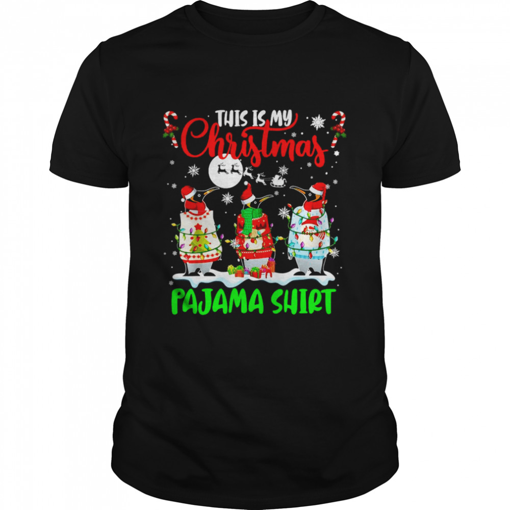 This is My Christmas Pajama Xmas Lights Santa Penguin Sweater Shirt