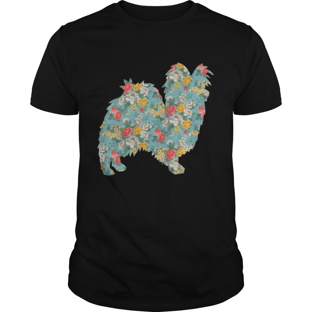 Papillon Flower Silhouette Floral Dog Shirt