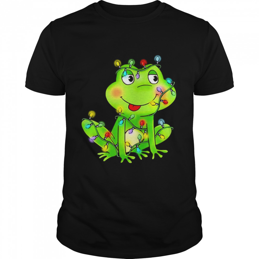 Cute frog Christmas light shirt