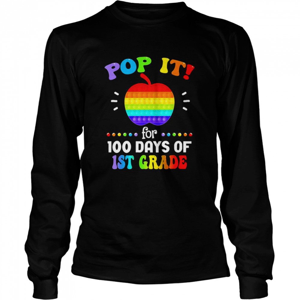 Fidget Pop It 100 Days Of 1st Grade Students  Long Sleeved T-shirt