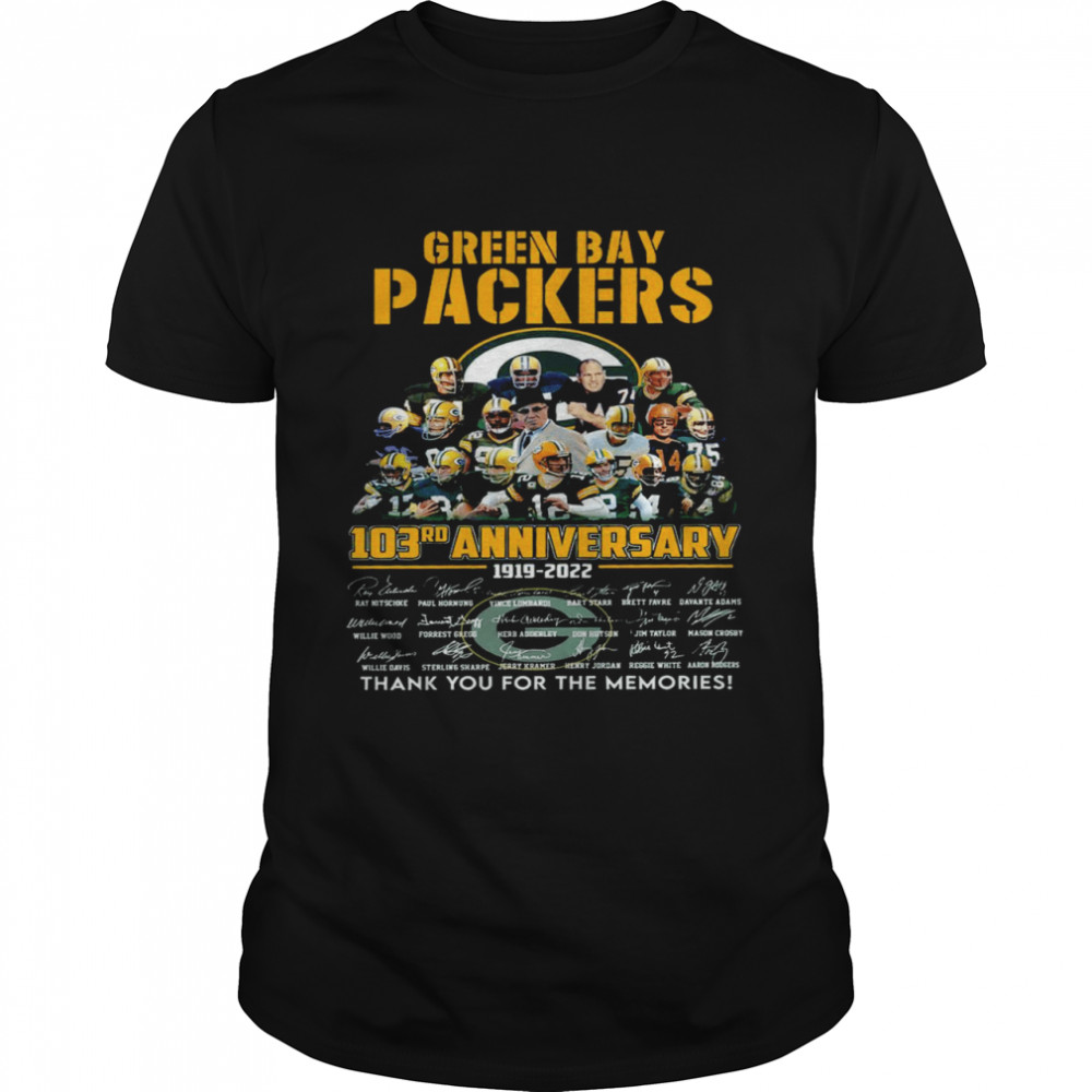 Green bay packers 103rd anniversary 1919 2022 thank you for the memories shirt