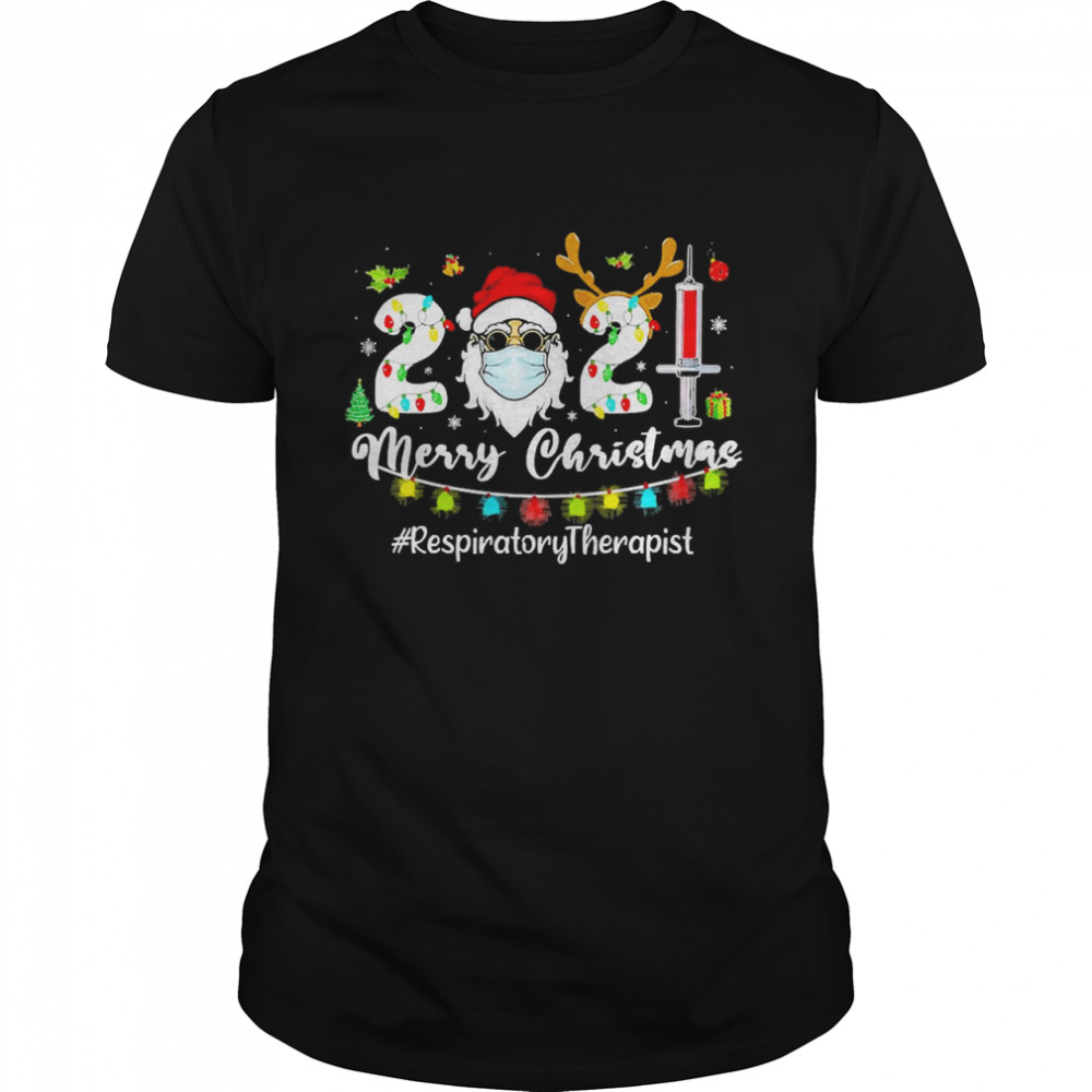 Santa Claus Face Mask 2021 Merry Christmas Respiratory Therapist Sweater Shirt